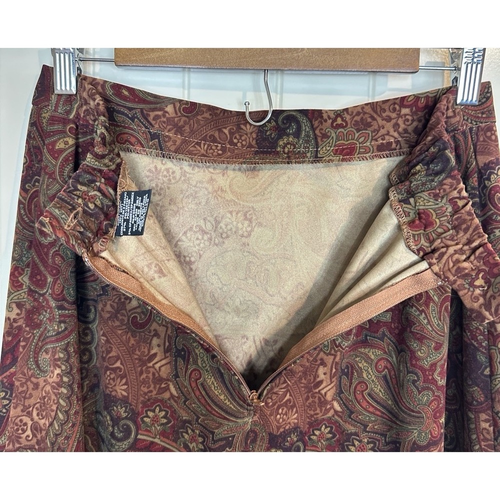 Positive Attitude Vintage Paisley Maxi Skirt dark academia velour 12 old money - Picture 5 of 6